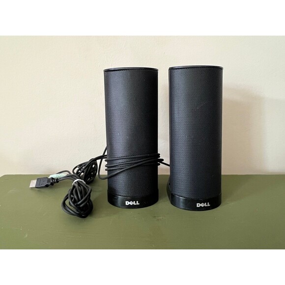 Other - 2 Black Dell Computer Left Right USB Desktop Speakers Speaker System model AX210